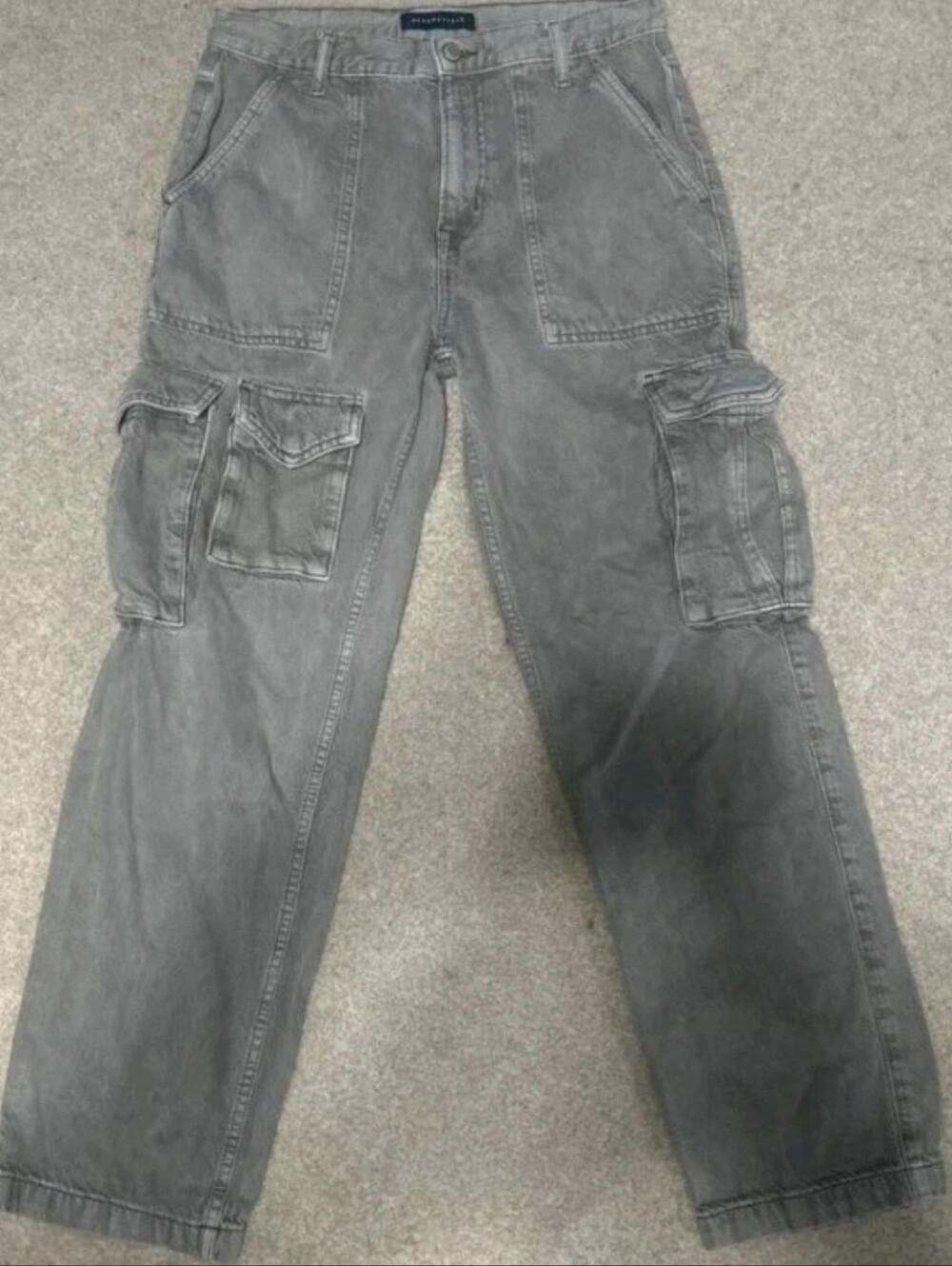 Aeropostale Aero Men's Relaxed Cargo Jean  Drawstring 4838 Grey XL 38x29